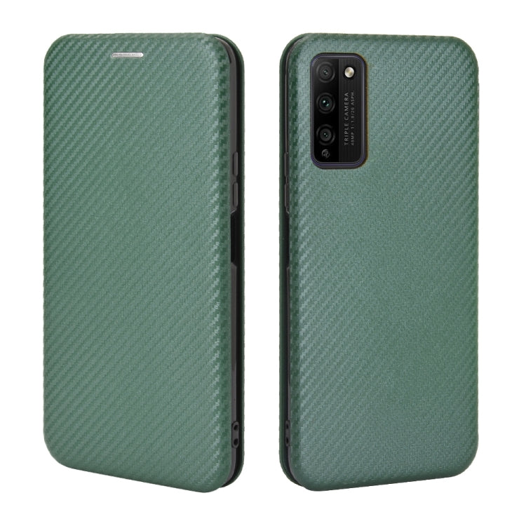 For Huawei Honor 30 Youth Carbon Fiber Texture Horizontal Flip TPU + PC + PU Leather Case with Card Slot