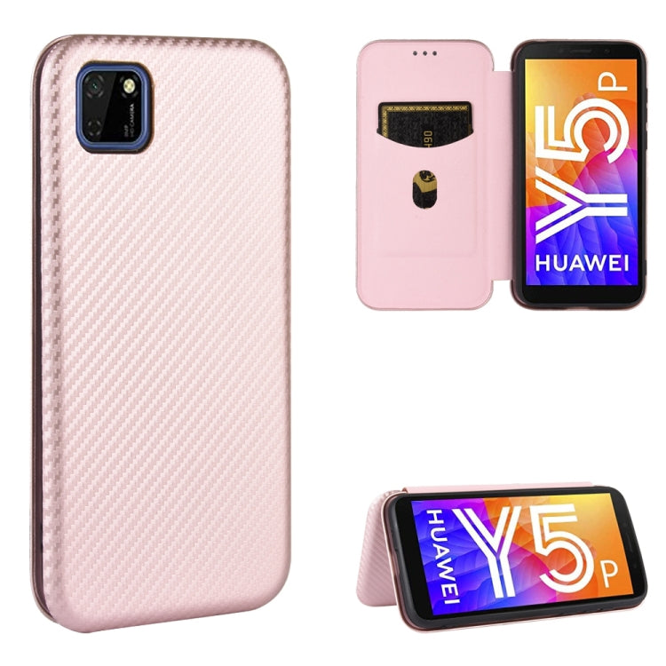 For Huawei Y5p / Honor 9S Carbon Fiber Texture Horizontal Flip TPU + PC + PU Leather Case with Card Slot