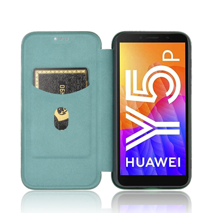 For Huawei Y5p / Honor 9S Carbon Fiber Texture Horizontal Flip TPU + PC + PU Leather Case with Card Slot