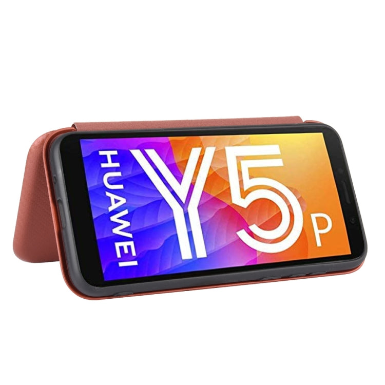 For Huawei Y5p / Honor 9S Carbon Fiber Texture Horizontal Flip TPU + PC + PU Leather Case with Card Slot