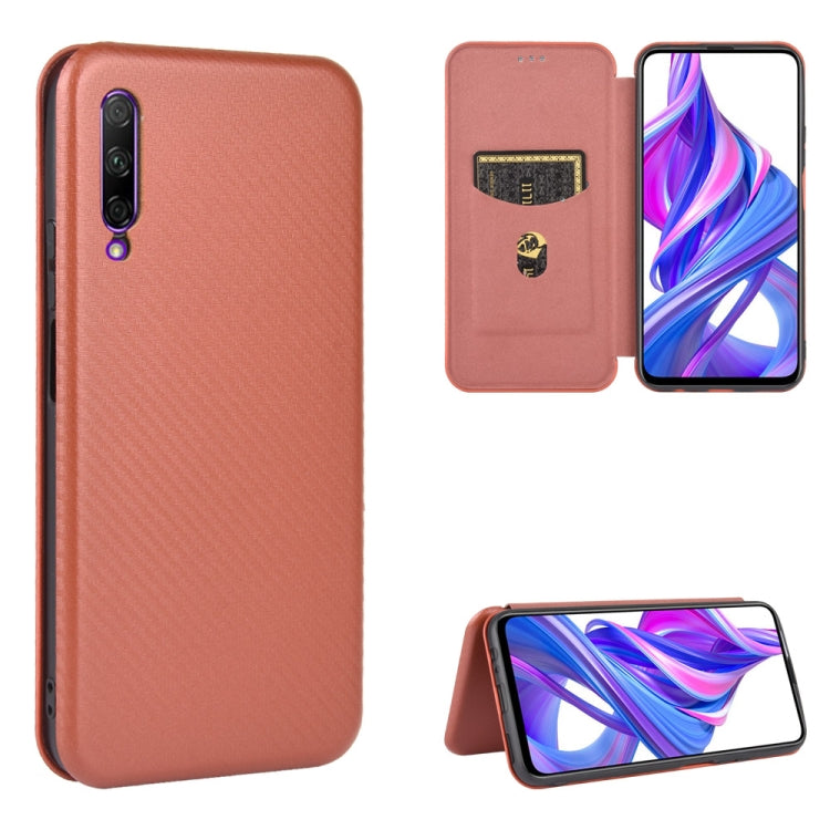 For Huawei Honor 9X Pro Carbon Fiber Texture Horizontal Flip TPU + PC + PU Leather Case with Card Slot