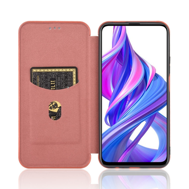 For Huawei Honor 9X Pro Carbon Fiber Texture Horizontal Flip TPU + PC + PU Leather Case with Card Slot