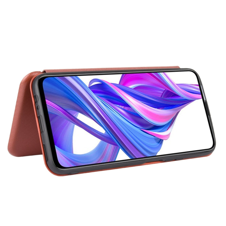 For Huawei Honor 9X Pro Carbon Fiber Texture Horizontal Flip TPU + PC + PU Leather Case with Card Slot