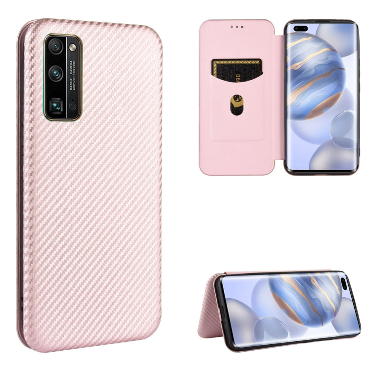 For Huawei Honor 30 Pro Carbon Fiber Texture Horizontal Flip TPU + PC + PU Leather Case with Card Slot