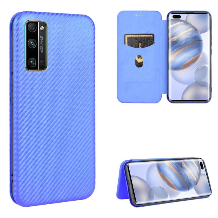For Huawei Honor 30 Pro Carbon Fiber Texture Horizontal Flip TPU + PC + PU Leather Case with Card Slot