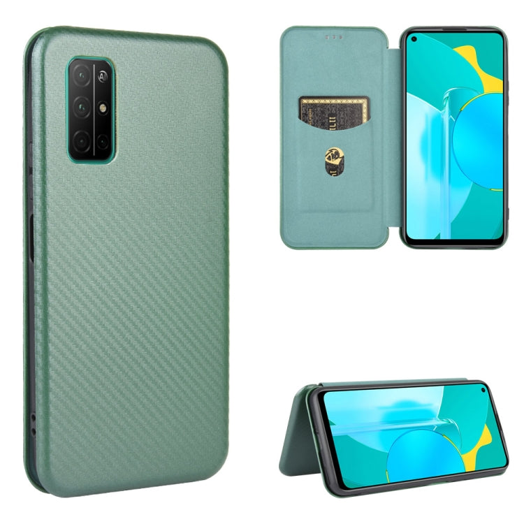 For Huawei Honor View30 Carbon Fiber Texture Horizontal Flip TPU + PC + PU Leather Case with Card Slot