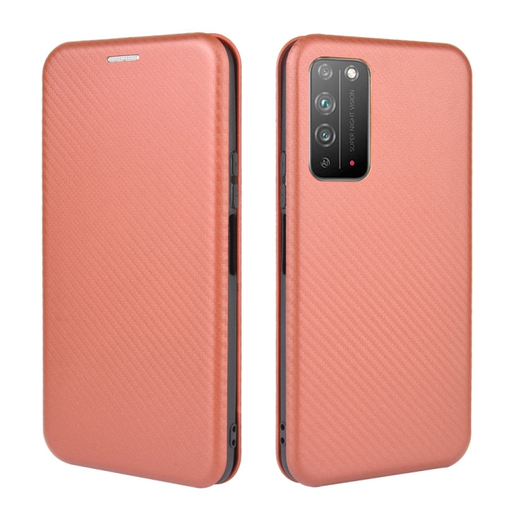 For Huawei Honor X10 5G Carbon Fiber Texture Horizontal Flip TPU + PC + PU Leather Case with Card Slot