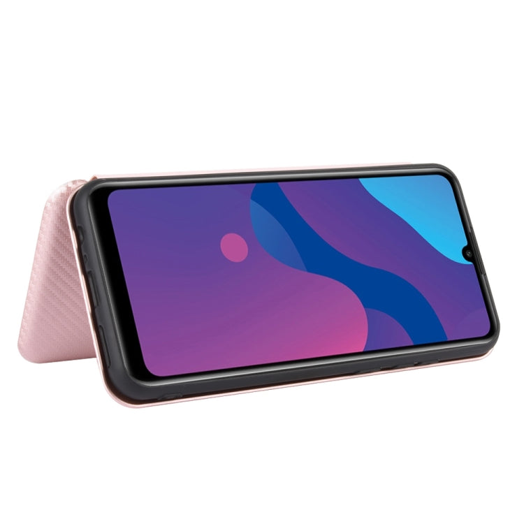 For Huawei Honor Play 9A Carbon Fiber Texture Horizontal Flip TPU + PC + PU Leather Case with Card Slot