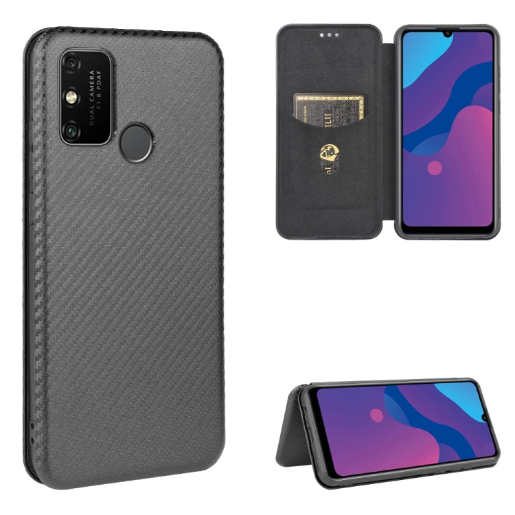 For Huawei Honor Play 9A Carbon Fiber Texture Horizontal Flip TPU + PC + PU Leather Case with Card Slot