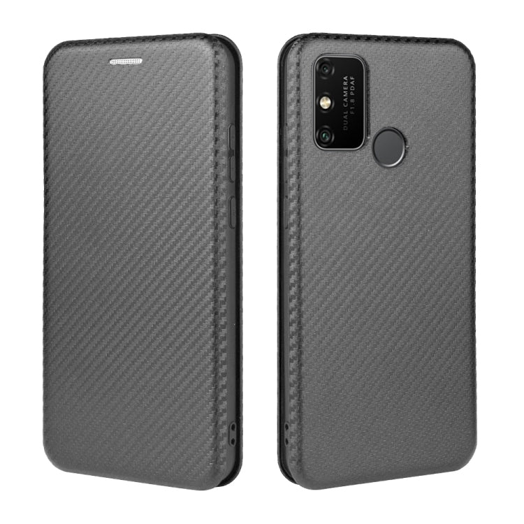 For Huawei Honor Play 9A Carbon Fiber Texture Horizontal Flip TPU + PC + PU Leather Case with Card Slot