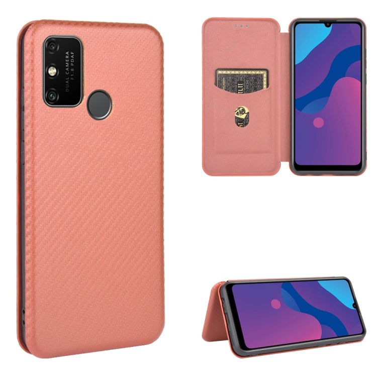 For Huawei Honor Play 9A Carbon Fiber Texture Horizontal Flip TPU + PC + PU Leather Case with Card Slot