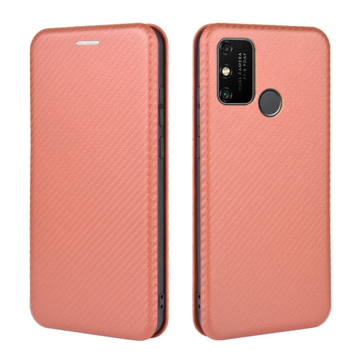 For Huawei Honor Play 9A Carbon Fiber Texture Horizontal Flip TPU + PC + PU Leather Case with Card Slot