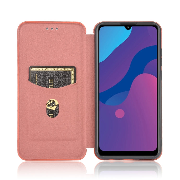 For Huawei Honor Play 9A Carbon Fiber Texture Horizontal Flip TPU + PC + PU Leather Case with Card Slot