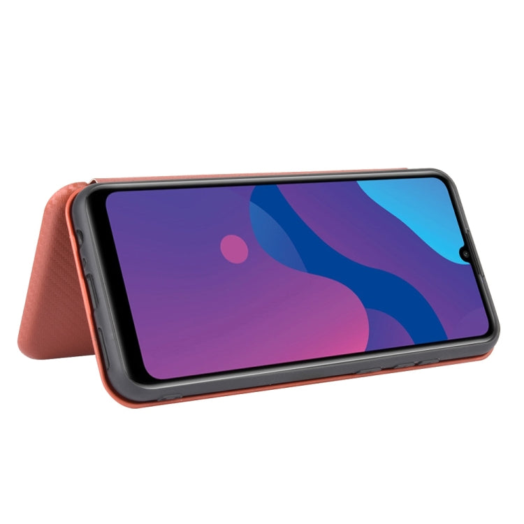 For Huawei Honor Play 9A Carbon Fiber Texture Horizontal Flip TPU + PC + PU Leather Case with Card Slot