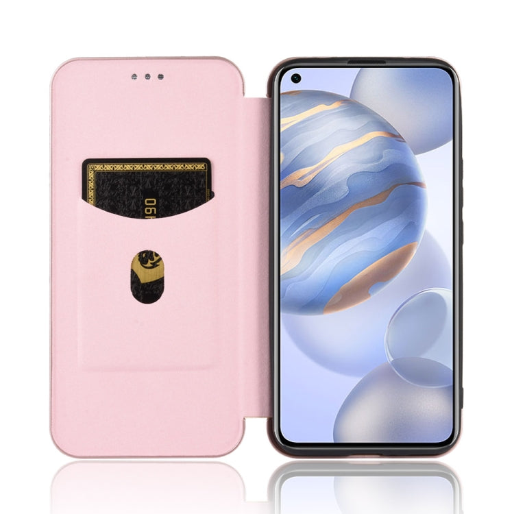 For Huawei Honor 30 Carbon Fiber Texture Horizontal Flip TPU + PC + PU Leather Case with Card Slot