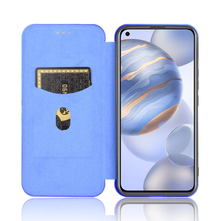 For Huawei Honor 30 Carbon Fiber Texture Horizontal Flip TPU + PC + PU Leather Case with Card Slot