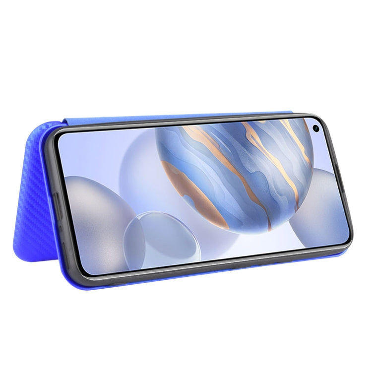 For Huawei Honor 30 Carbon Fiber Texture Horizontal Flip TPU + PC + PU Leather Case with Card Slot