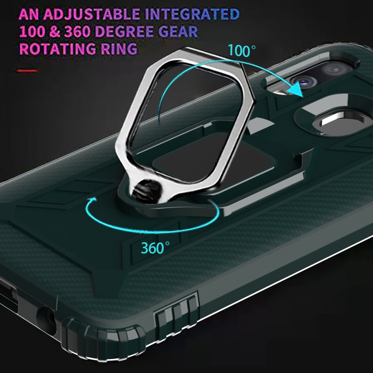 For Motorola E (2020) Carbon Fiber Protective Case with 360 Degree Rotating Ring Holder