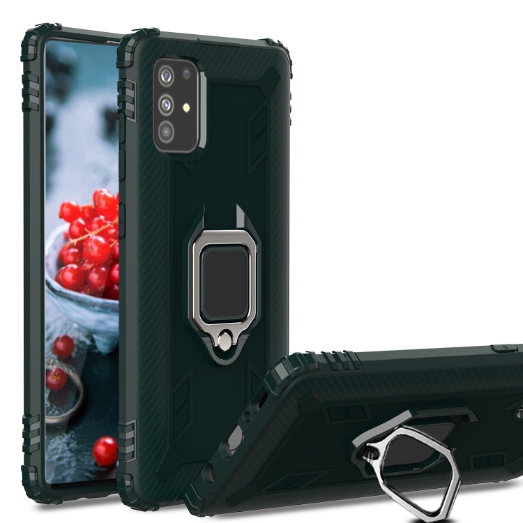 For OPPO A52 / A72 / A92 Carbon Fiber Protective Case with 360 Degree Rotating Ring Holder