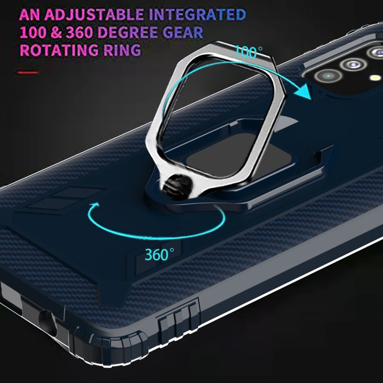 For OPPO A52 / A72 / A92 Carbon Fiber Protective Case with 360 Degree Rotating Ring Holder