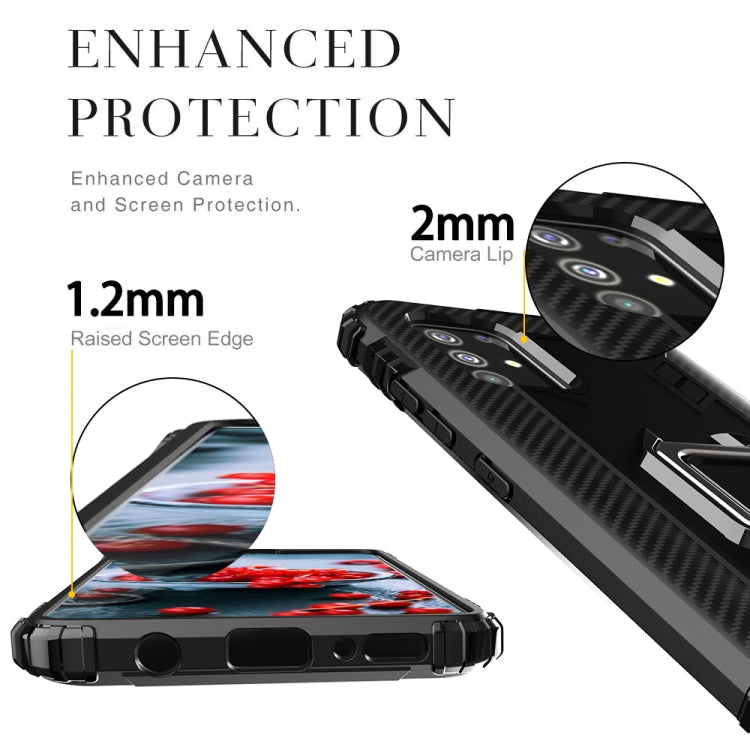 For OPPO A52 / A72 / A92 Carbon Fiber Protective Case with 360 Degree Rotating Ring Holder