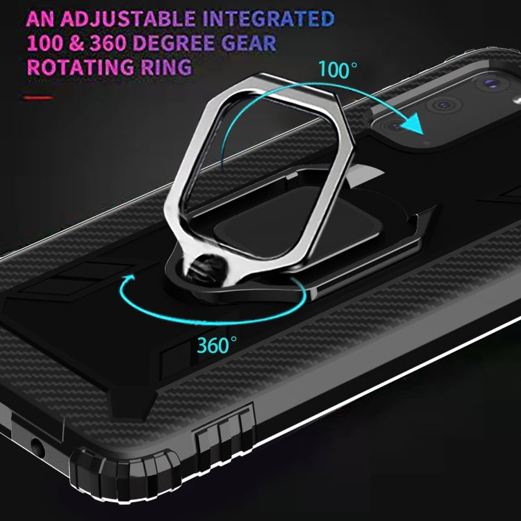 For Vivo iQOO 3 5G Carbon Fiber Protective Case with 360 Degree Rotating Ring Holder