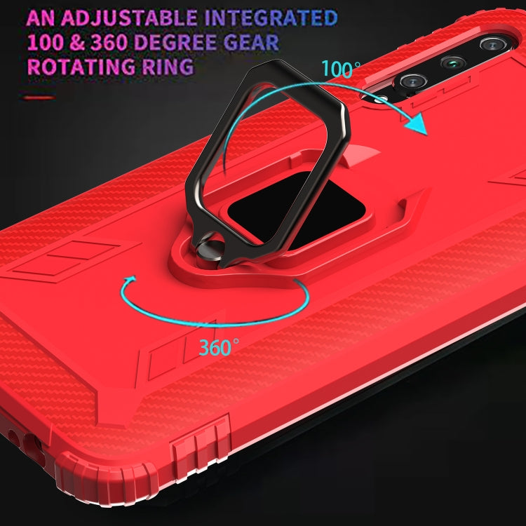 For Huawei Enjoy 10E Carbon Fiber Protective Case with 360 Degree Rotating Ring Holder