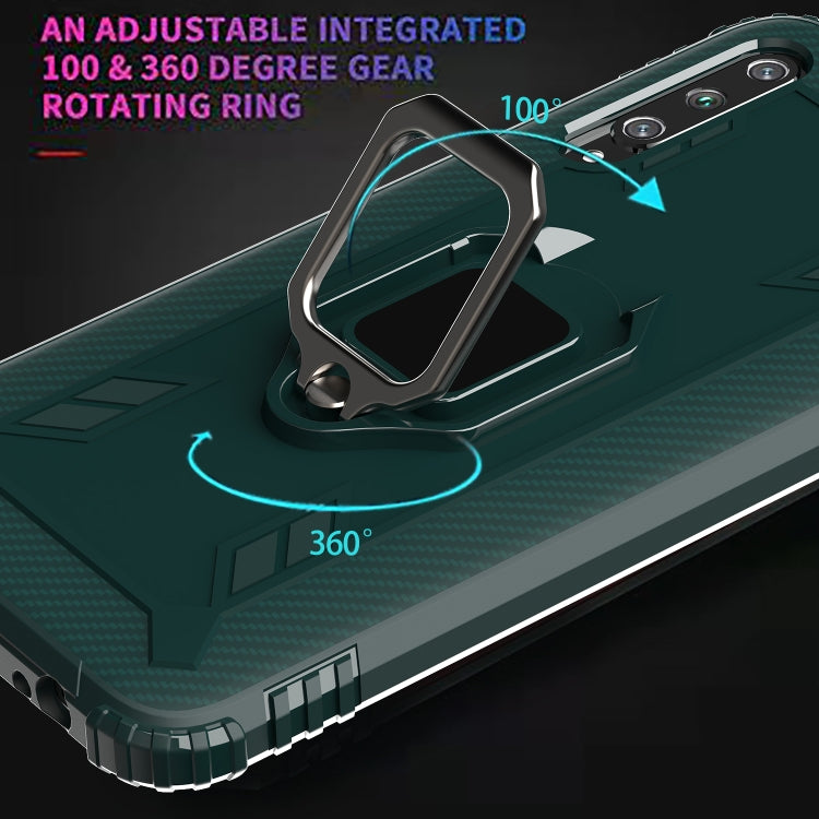 For Huawei Enjoy 10E Carbon Fiber Protective Case with 360 Degree Rotating Ring Holder