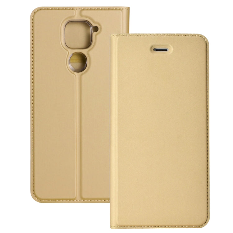 For Xiaomi Redmi Note 9 Ultra-thin Plain Magnetic TPU + PU Leather Case with Holder & Card Slot