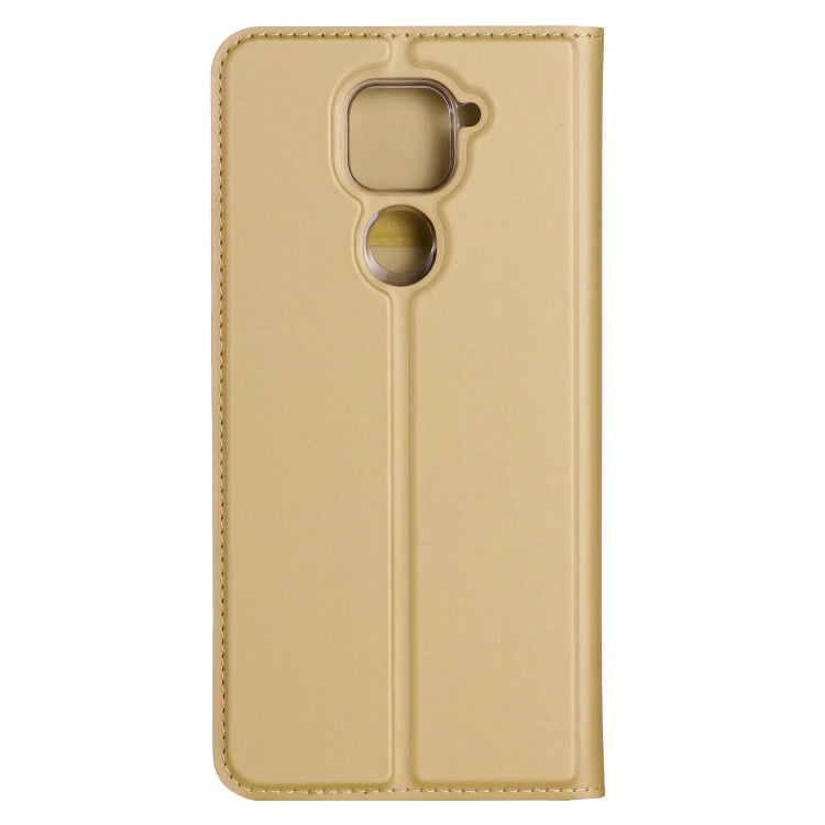 For Xiaomi Redmi Note 9 Ultra-thin Plain Magnetic TPU + PU Leather Case with Holder & Card Slot