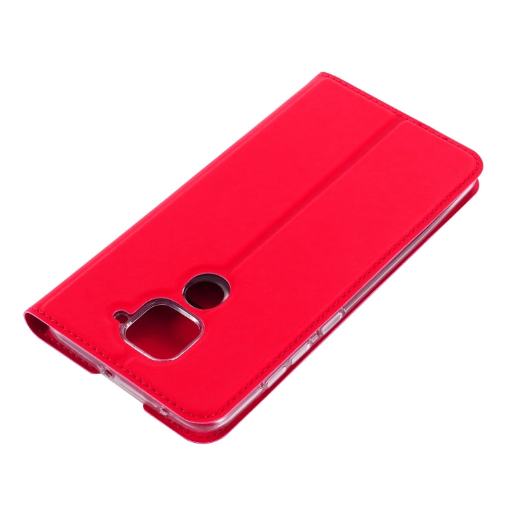 For Xiaomi Redmi Note 9 Ultra-thin Plain Magnetic TPU + PU Leather Case with Holder & Card Slot