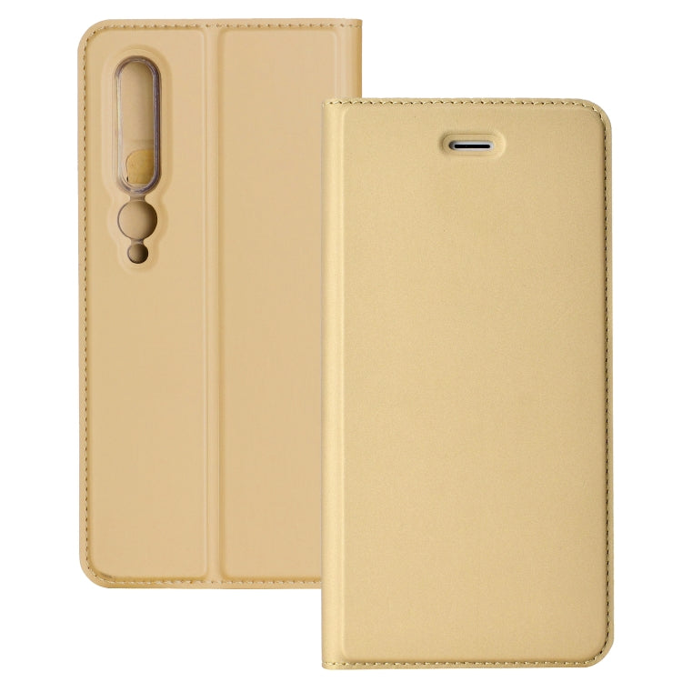 For Xiaomi Mi 10 5G Ultra-thin Plain Magnetic TPU + PU Leather Case with Holder & Card Slot