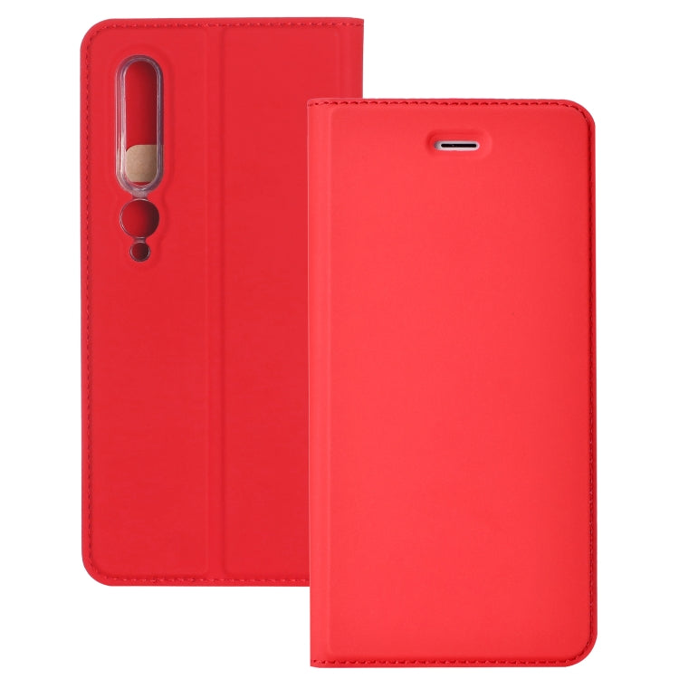 For Xiaomi Mi 10 5G Ultra-thin Plain Magnetic TPU + PU Leather Case with Holder & Card Slot