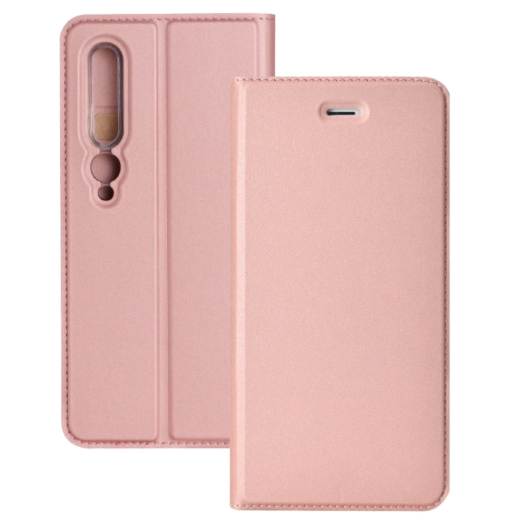 For Xiaomi Mi 10 5G Ultra-thin Plain Magnetic TPU + PU Leather Case with Holder & Card Slot