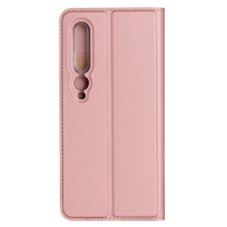For Xiaomi Mi 10 5G Ultra-thin Plain Magnetic TPU + PU Leather Case with Holder & Card Slot