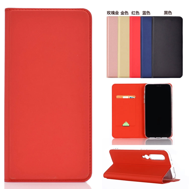 For Xiaomi Mi 10 5G Ultra-thin Plain Magnetic TPU + PU Leather Case with Holder & Card Slot