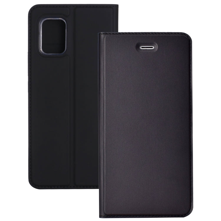 For Xiaomi Mi 10 Lite 5G Ultra-thin Plain Magnetic TPU + PU Leather Case with Holder & Card Slot