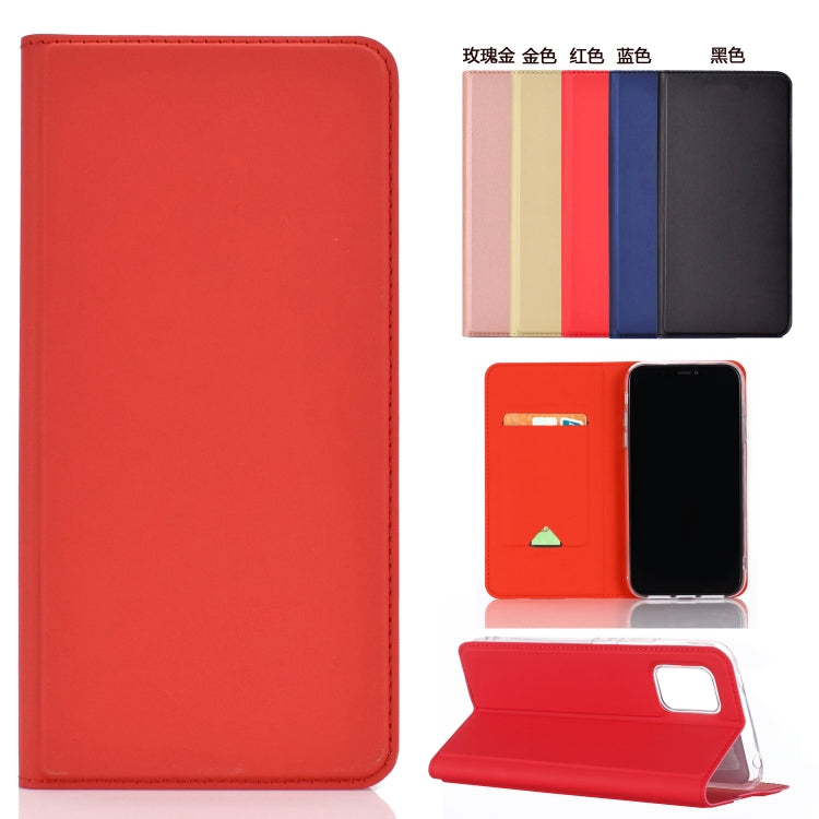 For Xiaomi Mi 10 Lite 5G Ultra-thin Plain Magnetic TPU + PU Leather Case with Holder & Card Slot