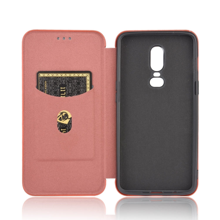 For OnePlus 6 Carbon Fiber Texture Horizontal Flip TPU + PC + PU Leather Case with Card Slot