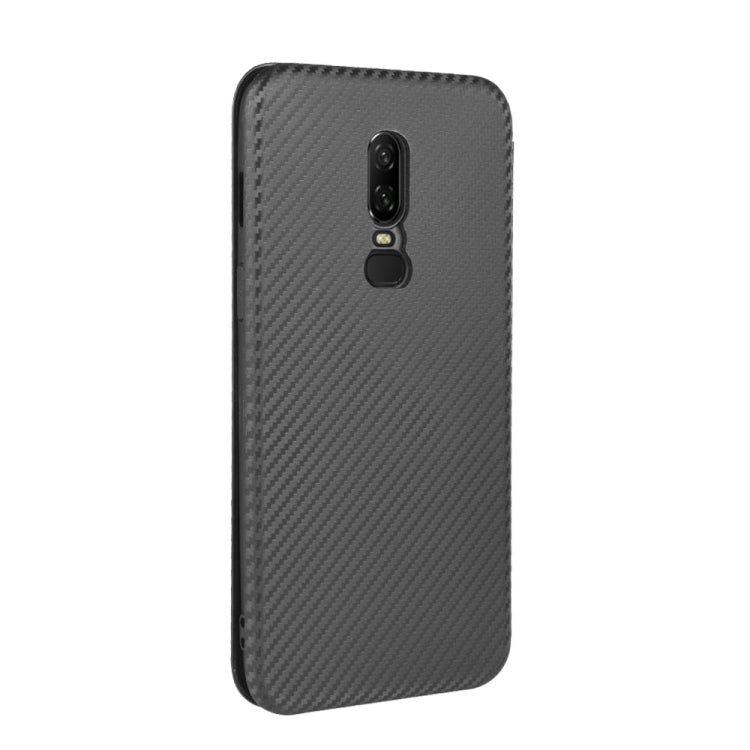 For OnePlus 6 Carbon Fiber Texture Horizontal Flip TPU + PC + PU Leather Case with Card Slot