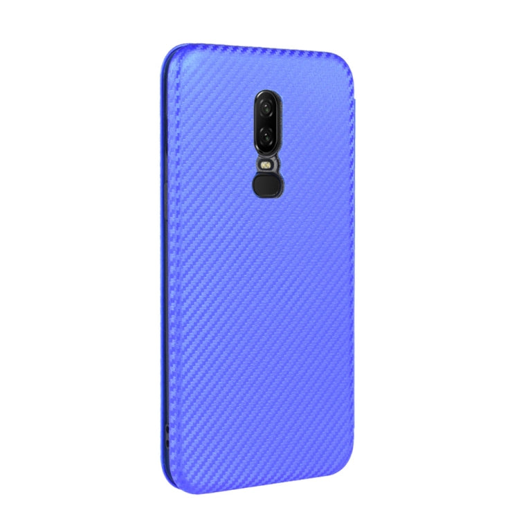 For OnePlus 6 Carbon Fiber Texture Horizontal Flip TPU + PC + PU Leather Case with Card Slot