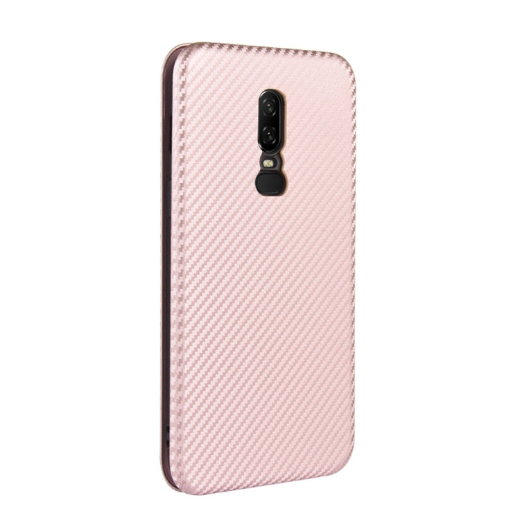 For OnePlus 6 Carbon Fiber Texture Horizontal Flip TPU + PC + PU Leather Case with Card Slot