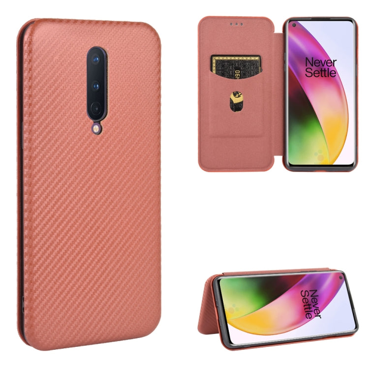 For OnePlus 8 Carbon Fiber Texture Horizontal Flip TPU + PC + PU Leather Case with Card Slot
