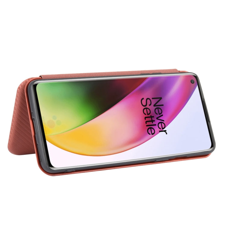 For OnePlus 8 Carbon Fiber Texture Horizontal Flip TPU + PC + PU Leather Case with Card Slot