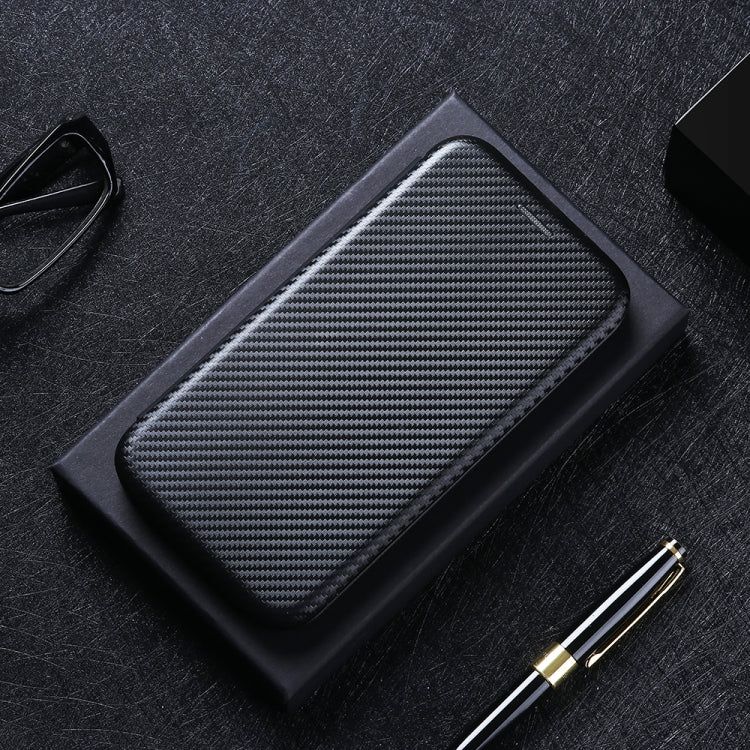 For OnePlus 8 Carbon Fiber Texture Horizontal Flip TPU + PC + PU Leather Case with Card Slot