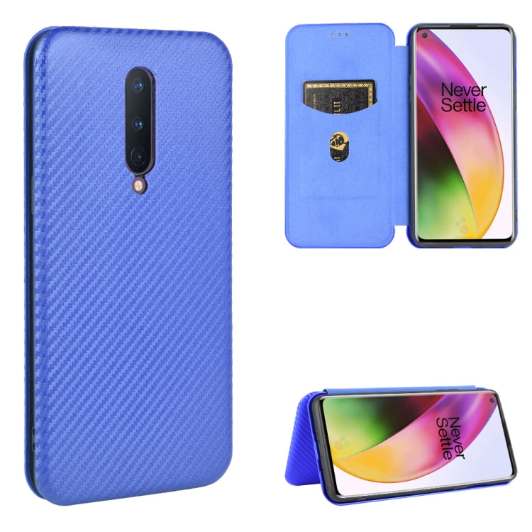 For OnePlus 8 Carbon Fiber Texture Horizontal Flip TPU + PC + PU Leather Case with Card Slot
