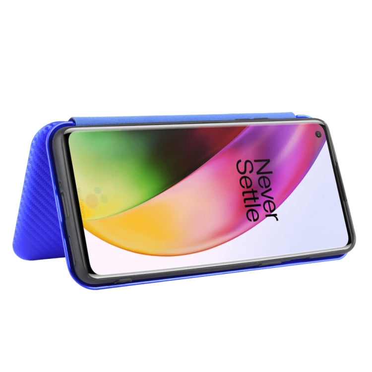 For OnePlus 8 Carbon Fiber Texture Horizontal Flip TPU + PC + PU Leather Case with Card Slot