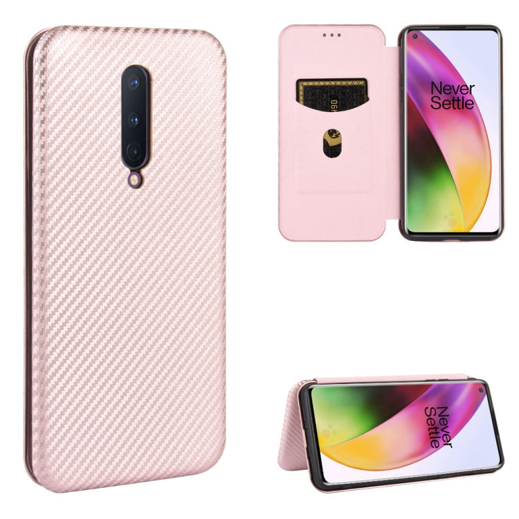 For OnePlus 8 Carbon Fiber Texture Horizontal Flip TPU + PC + PU Leather Case with Card Slot