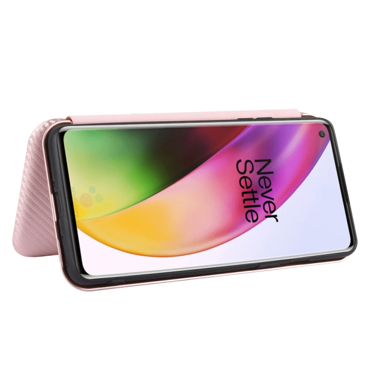 For OnePlus 8 Carbon Fiber Texture Horizontal Flip TPU + PC + PU Leather Case with Card Slot