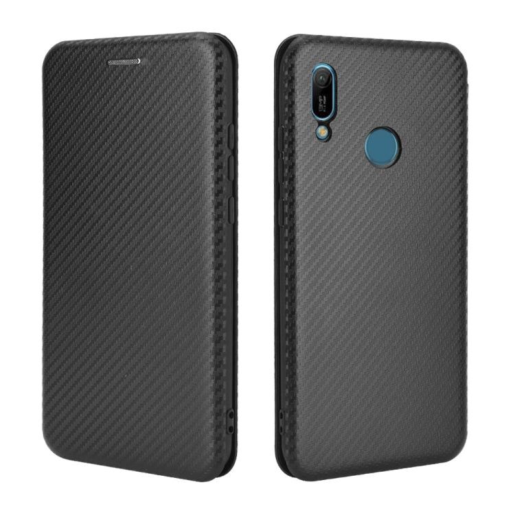 For Huawei Y6 (2019) / Honor Y6s Carbon Fiber Texture Horizontal Flip TPU + PC + PU Leather Case with Card Slot